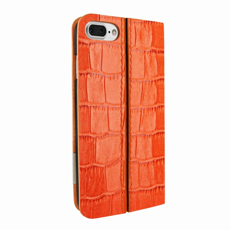 Piel Frama iPhone 7 Plus / 8 Plus FramaSlimCards Leather Case - Orange Cowskin-Crocodile