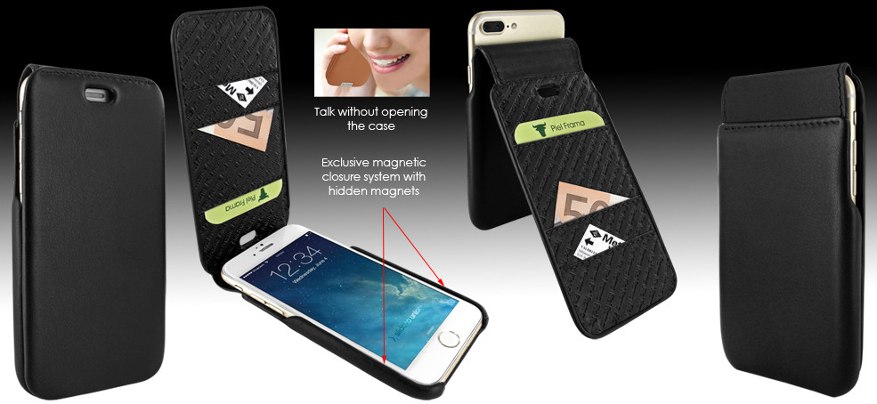 Piel Frama iPhone 7 Plus / 8 Plus iMagnumCards Leather Case - Black