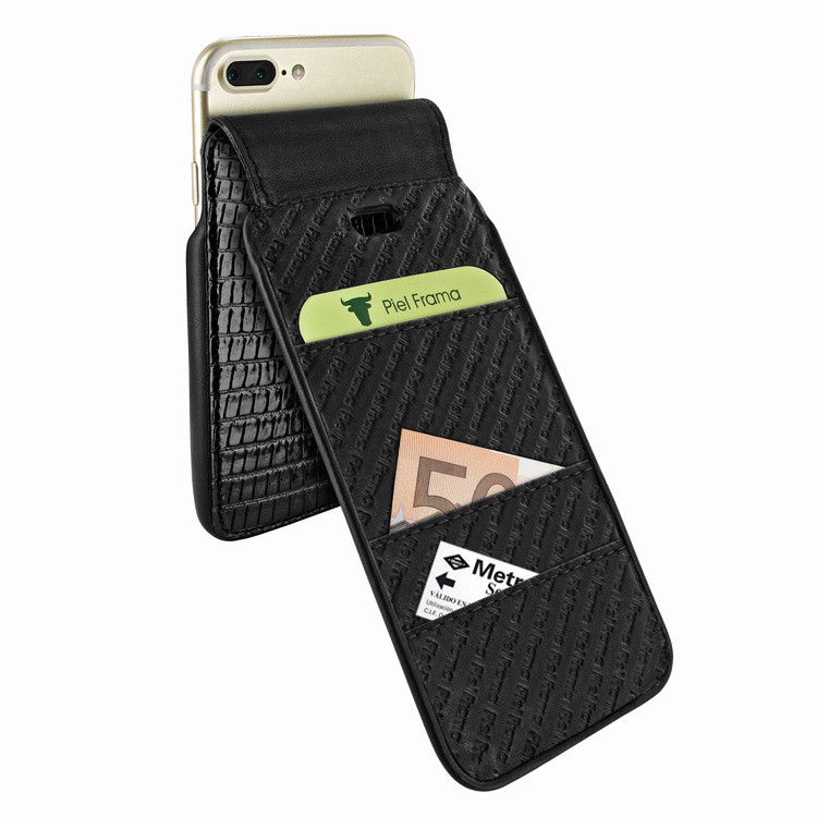 Piel Frama iPhone 7 Plus / 8 Plus iMagnumCards Leather Case - Black Cowskin-Lizard