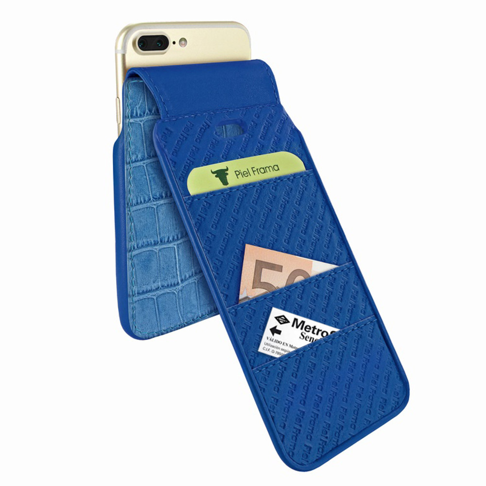 Piel Frama iPhone 7 Plus / 8 Plus iMagnumCards Leather Case - Blue Cowskin-Crocodile