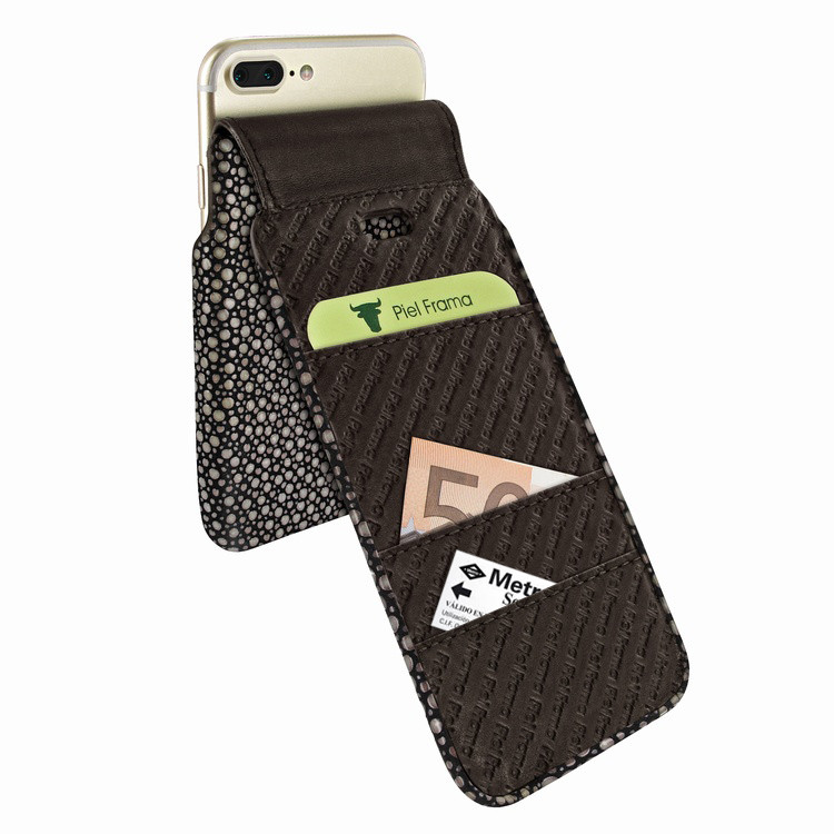 Piel Frama iPhone 7 Plus / 8 Plus iMagnumCards Leather Case - Brown Cowskin-Stingray