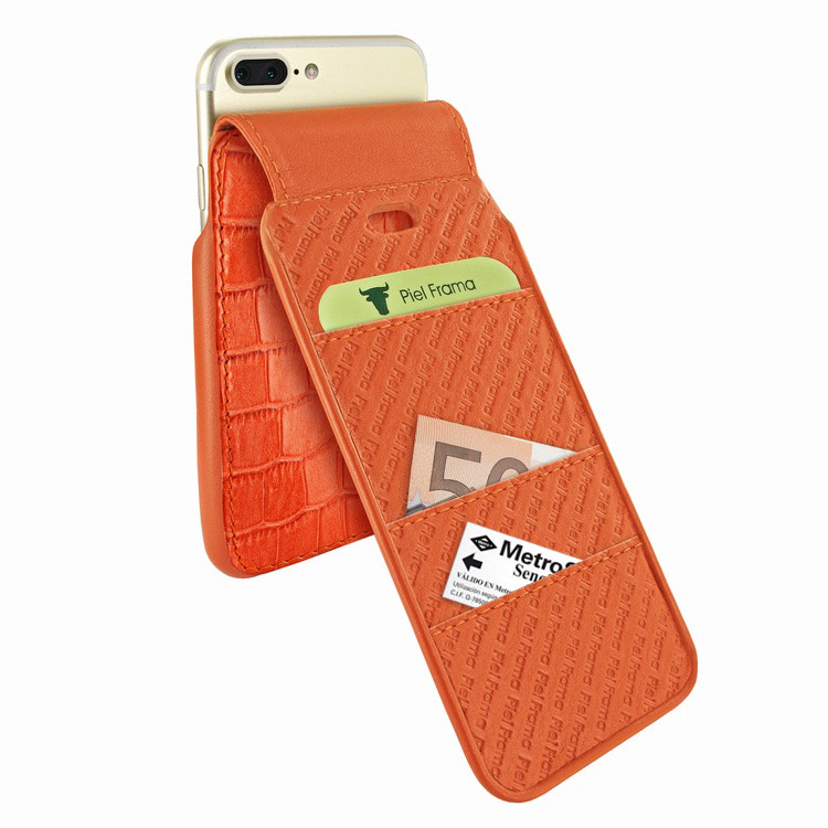 Piel Frama iPhone 7 Plus / 8 Plus iMagnumCards Leather Case - Orange Cowskin-Crocodile