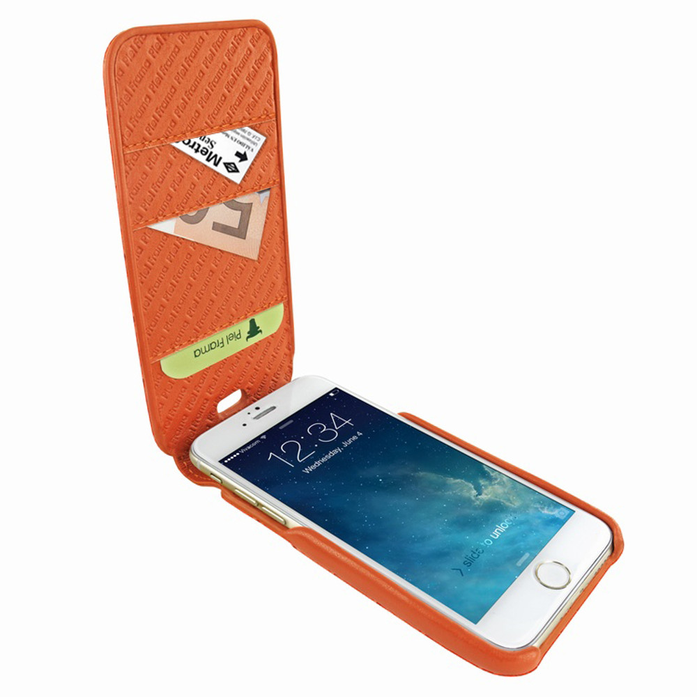 Piel Frama iPhone 7 Plus / 8 Plus iMagnumCards Leather Case - Orange Cowskin-Crocodile