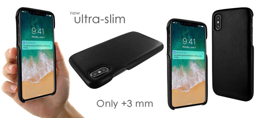 Piel Frama iPhone X / Xs FramaSlimGrip Leather Case - Black