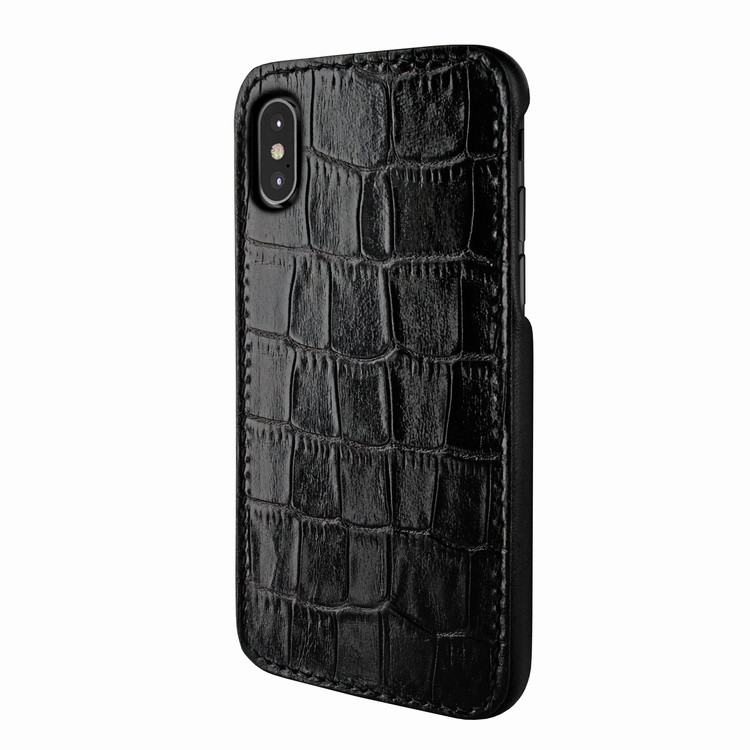 Piel Frama iPhone X / Xs FramaSlimGrip Leather Case - Black Cowskin-Crocodile