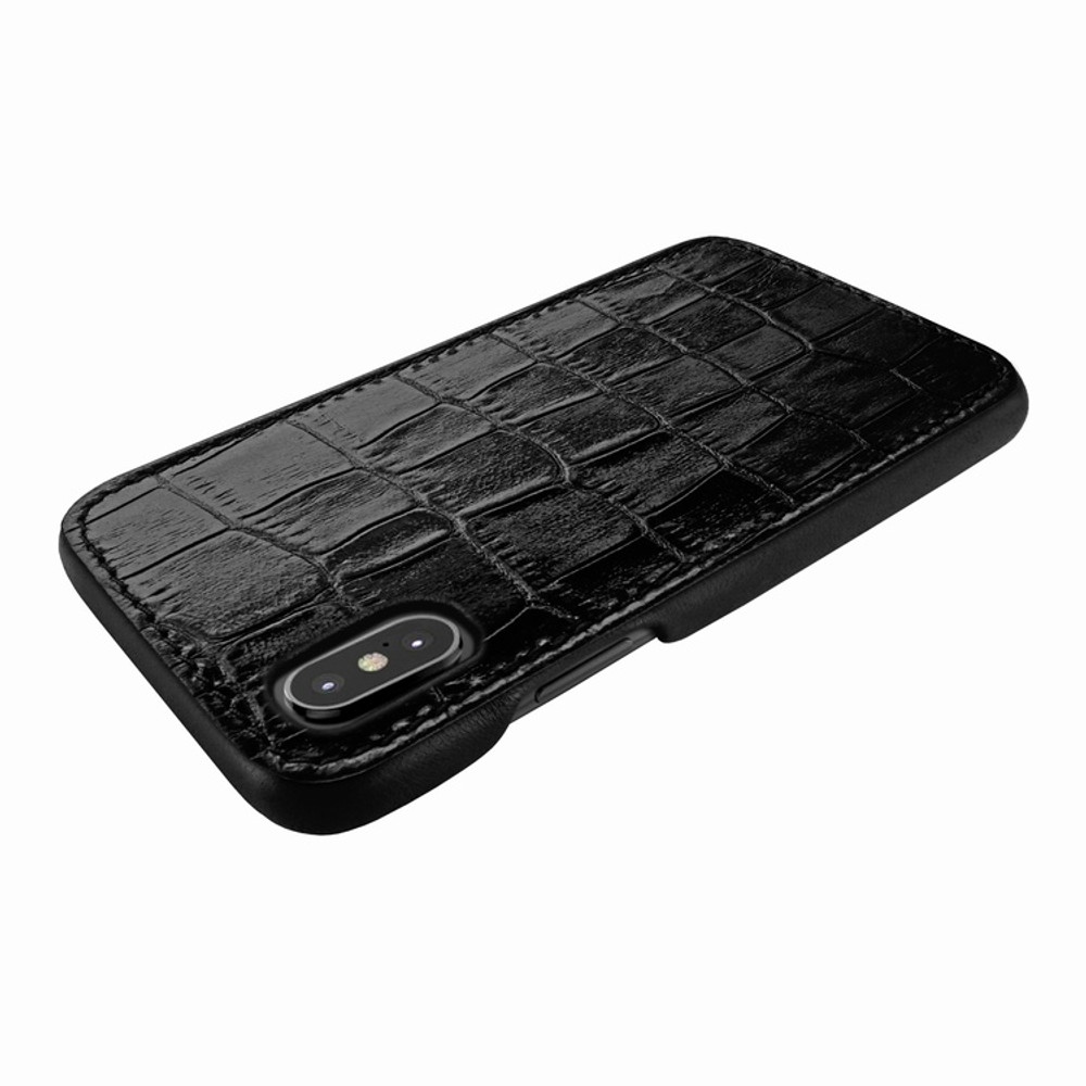 Piel Frama iPhone X / Xs FramaSlimGrip Leather Case - Black Cowskin-Crocodile