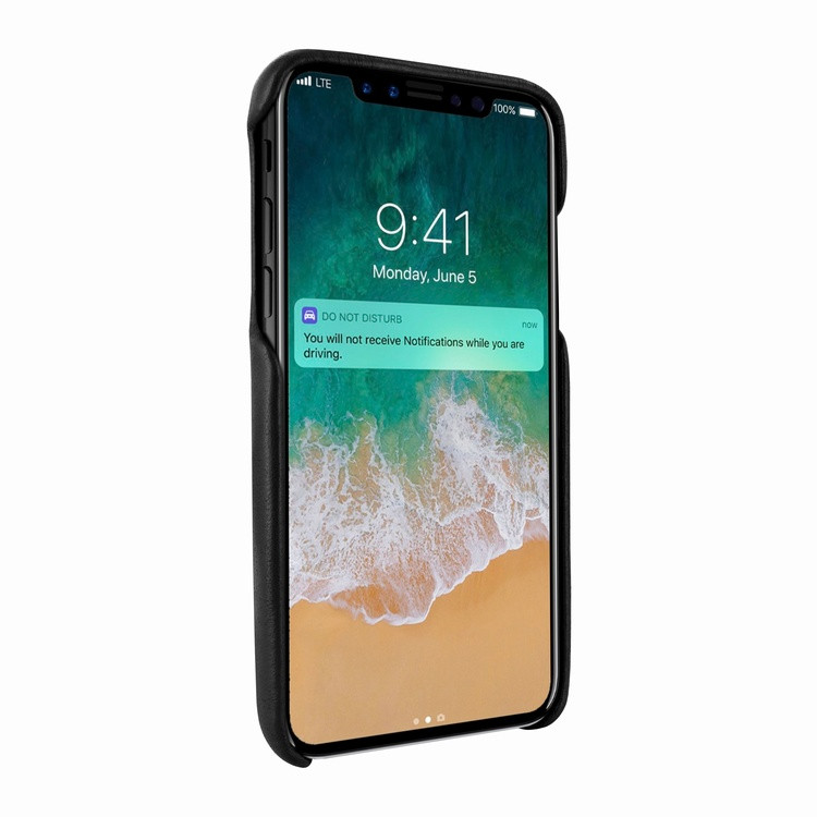 Piel Frama iPhone X / Xs FramaSlimGrip Leather Case - Black Cowskin-Ostrich