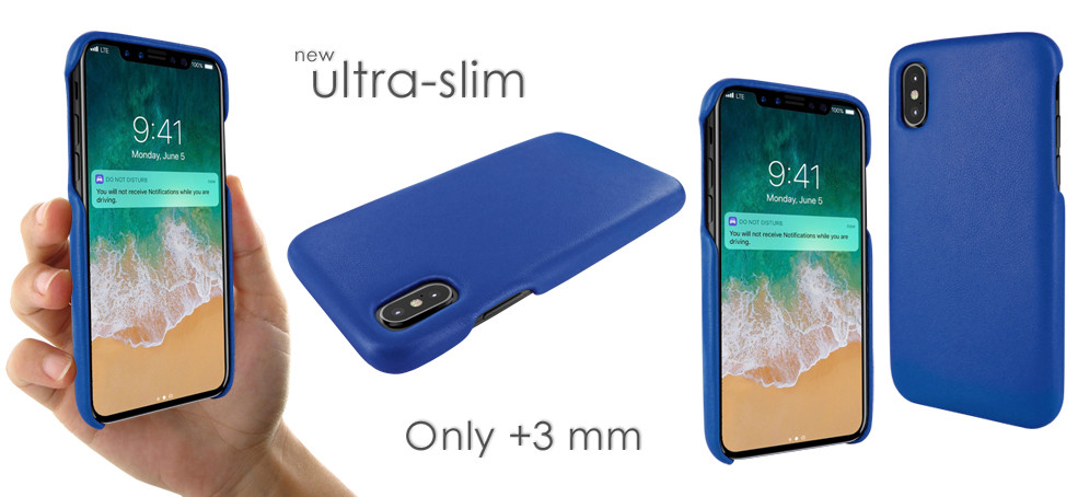 Piel Frama iPhone X / Xs FramaSlimGrip Leather Case - Blue