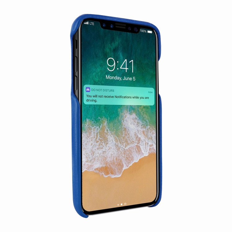 Piel Frama iPhone X / Xs FramaSlimGrip Leather Case - Blue Cowskin-Crocodile