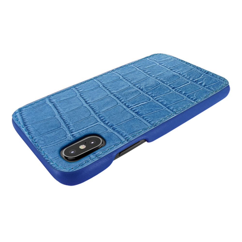 Piel Frama iPhone X / Xs FramaSlimGrip Leather Case - Blue Cowskin-Crocodile