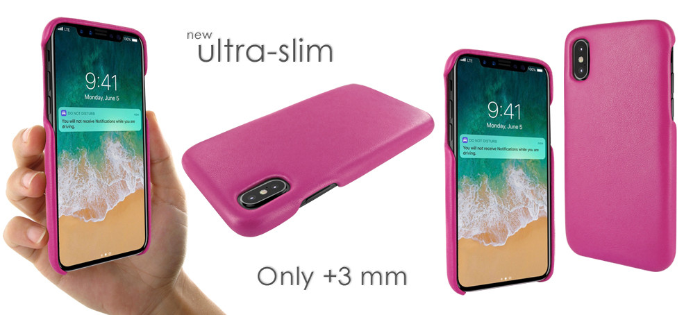 Piel Frama iPhone X / Xs FramaSlimGrip Leather Case - Fuchsia