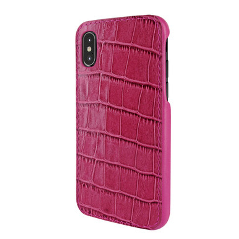 Piel Frama iPhone X / Xs FramaSlimGrip Leather Case - Fucshia Cowskin-Crocodile