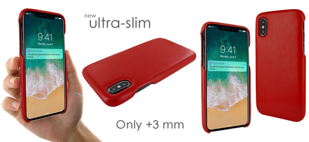 Piel Frama iPhone X / Xs FramaSlimGrip Leather Case - Red