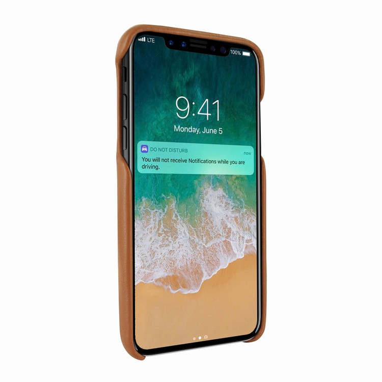 Piel Frama iPhone X / Xs FramaSlimGrip Leather Case - Tan Cowskin-Ostrich