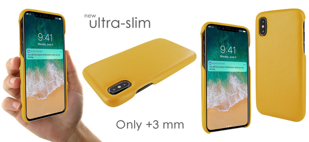 Piel Frama iPhone X / Xs FramaSlimGrip Leather Case - Yellow