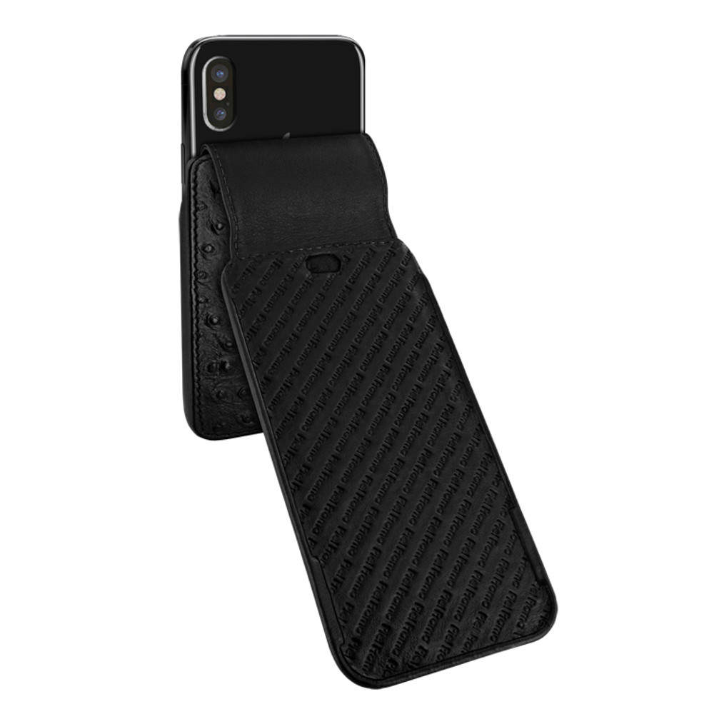 Piel Frama iPhone X / Xs iMagnum Leather Case - Black Cowskin-Ostrich
