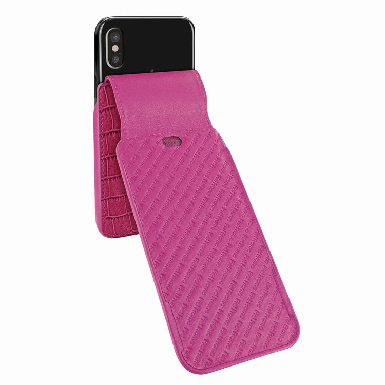 Piel Frama iPhone X / Xs iMagnum Leather Case - Fuchsia Cowskin-Crocodile