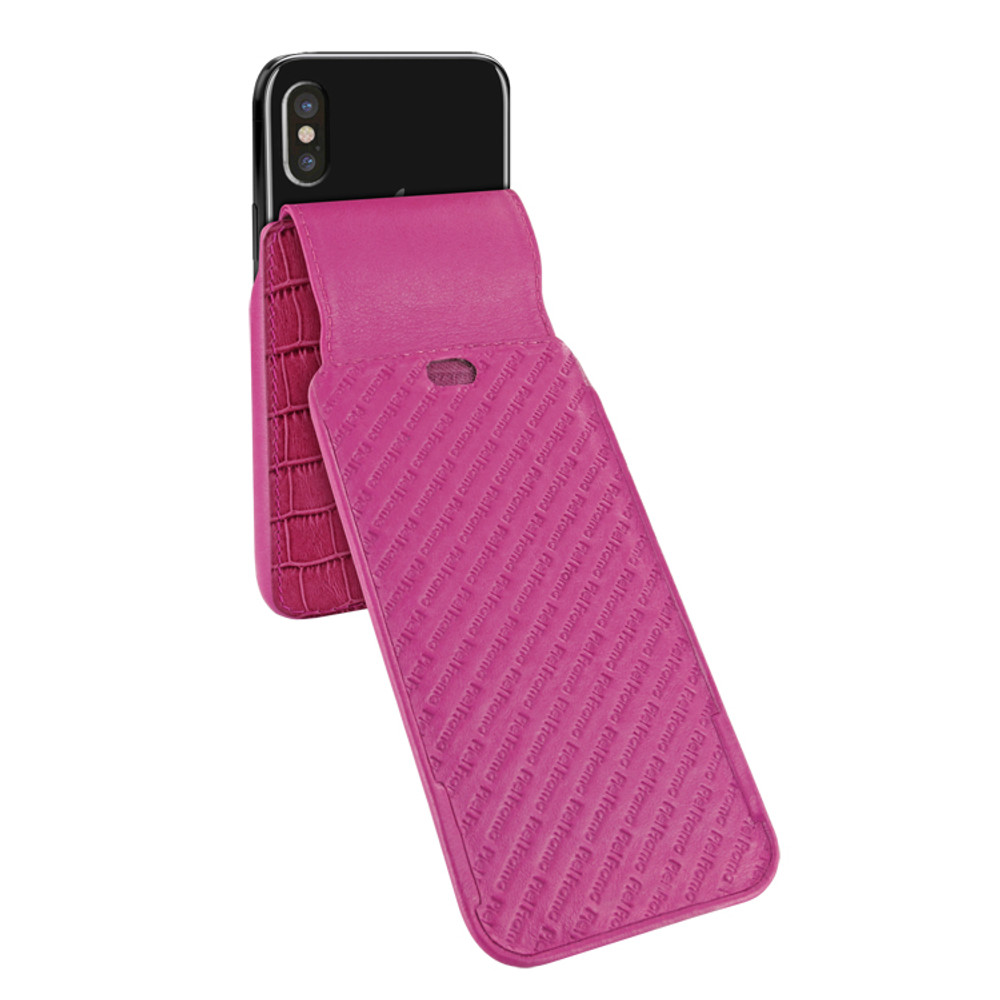 Piel Frama iPhone X / Xs iMagnum Leather Case - Fuchsia Cowskin-Crocodile