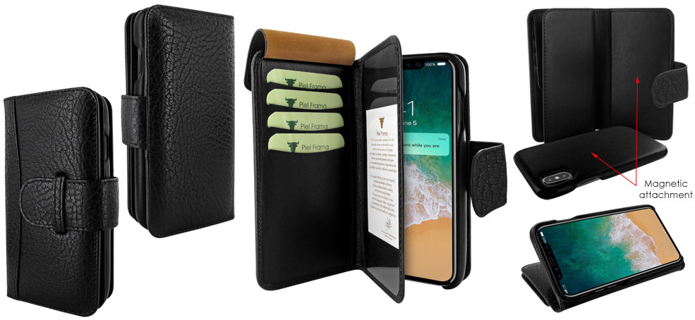 Piel Frama iPhone X / Xs WalletMagnum Leather Case - Black iForte