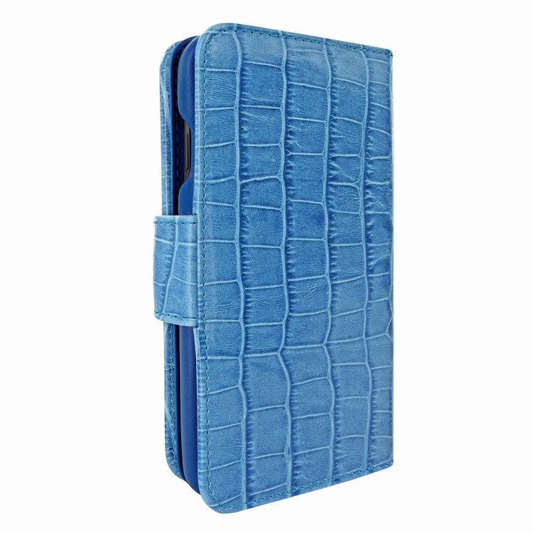 Piel Frama iPhone X / Xs WalletMagnum Leather Case - Blue Cowskin-Crocodile