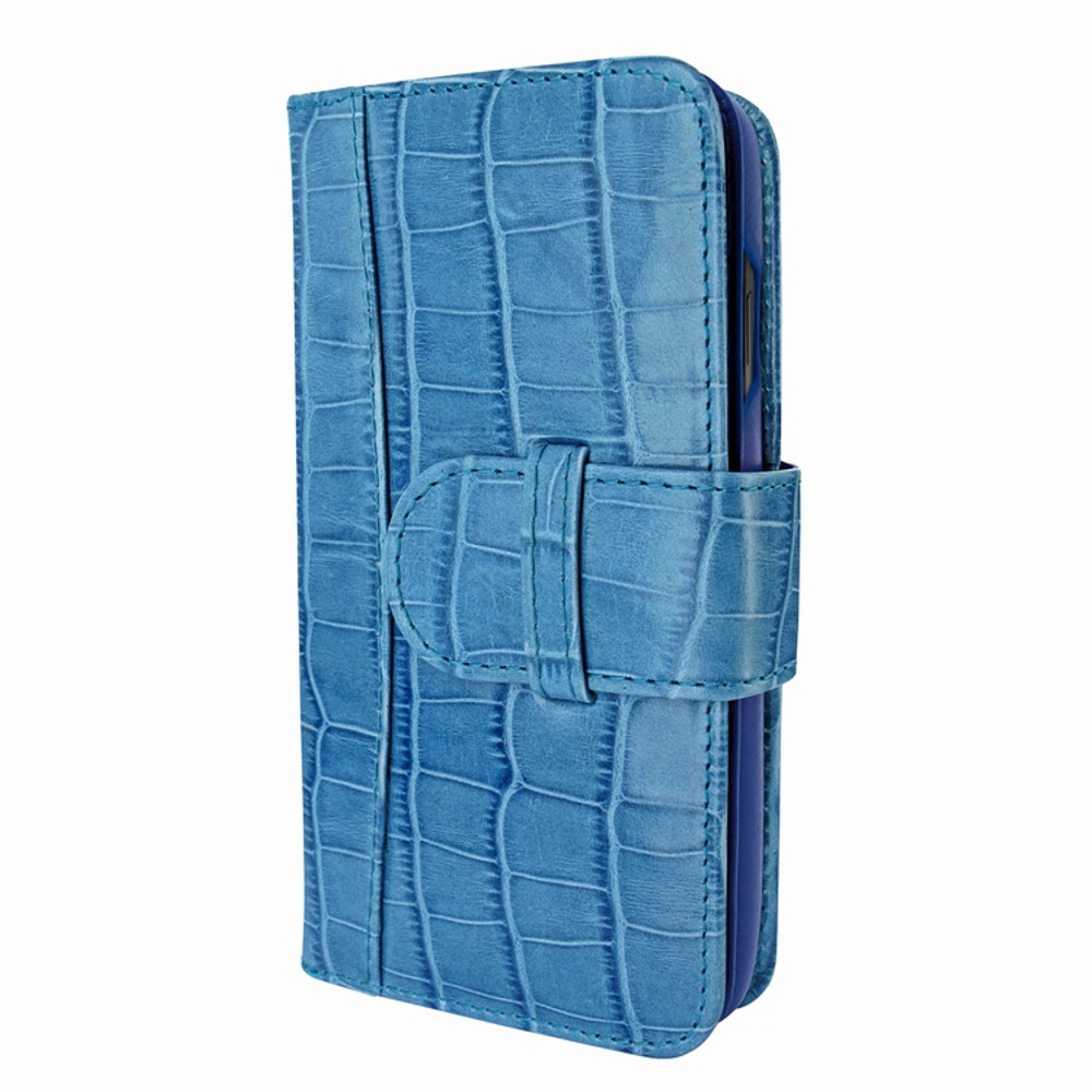 Piel Frama iPhone X / Xs WalletMagnum Leather Case - Blue Cowskin-Crocodile