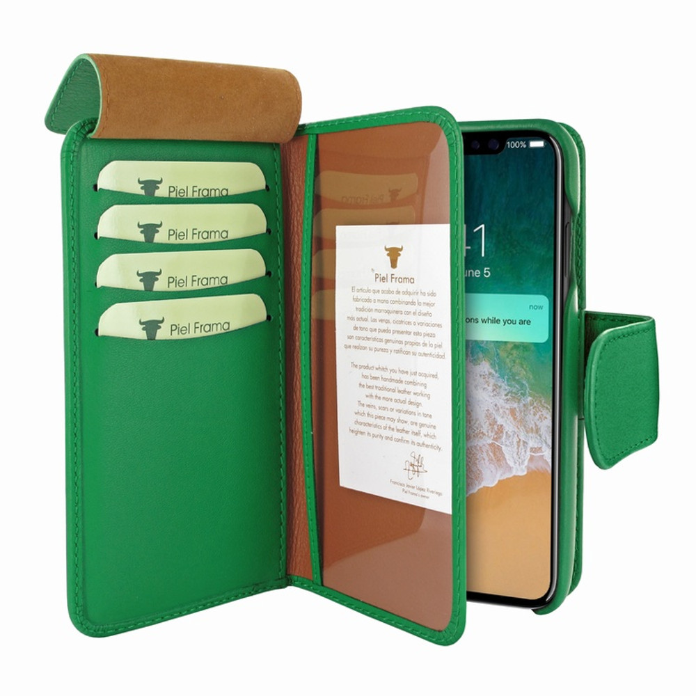 Piel Frama iPhone X / Xs WalletMagnum Leather Case - Green