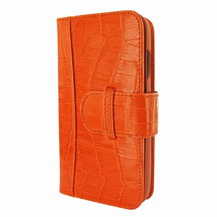 Piel Frama iPhone XR WalletMagnum Leather Case - Orange Cowskin-Crocodile
