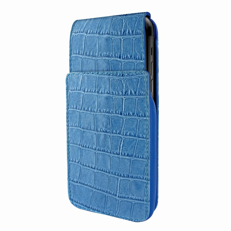 Piel Frama iPhone XR iMagnum Leather Case - Blue Cowskin-Crocodile