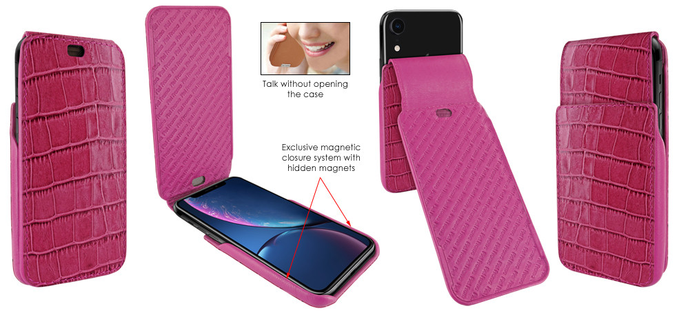 Piel Frama iPhone XR iMagnum Leather Case - Fuchsia Cowskin-Crocodile
