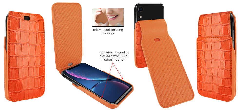 Piel Frama iPhone XR iMagnum Leather Case - Orange Cowskin-Crocodile