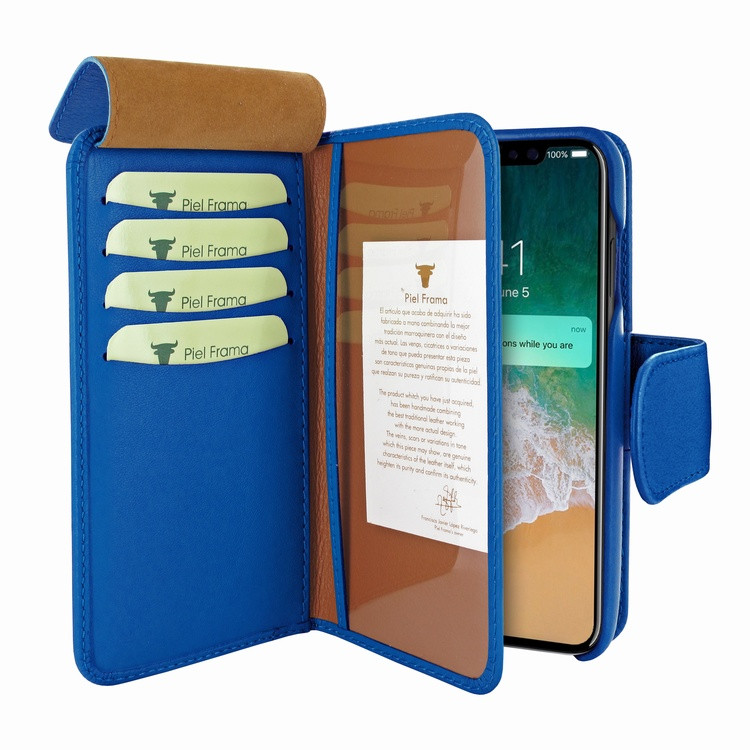 Piel Frama iPhone Xs Max WalletMagnum Leather Case - Blue