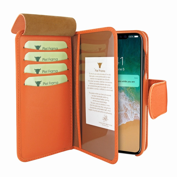 Piel Frama iPhone Xs Max WalletMagnum Leather Case - Orange