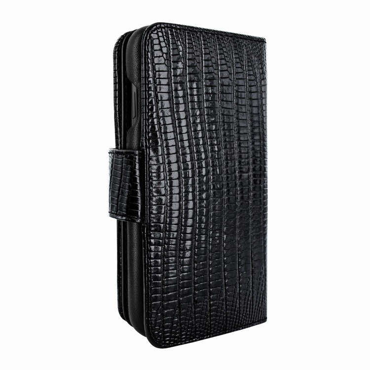 Piel Frama iPhone Xs Max WalletMagnum Leather Case - Black Cowskin-Lizard