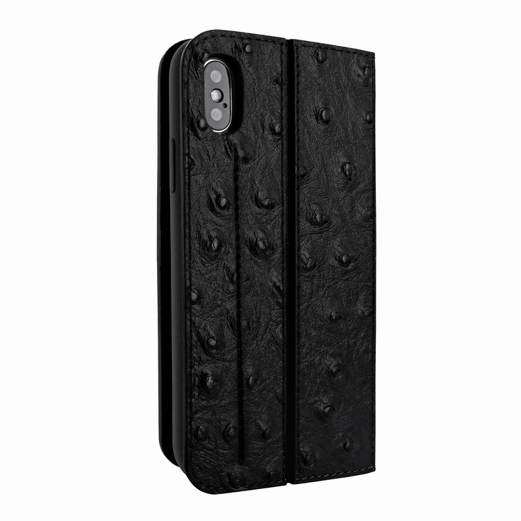Piel Frama iPhone Xs Max FramaSlimCards Leather Case - Black Cowskin-Ostrich