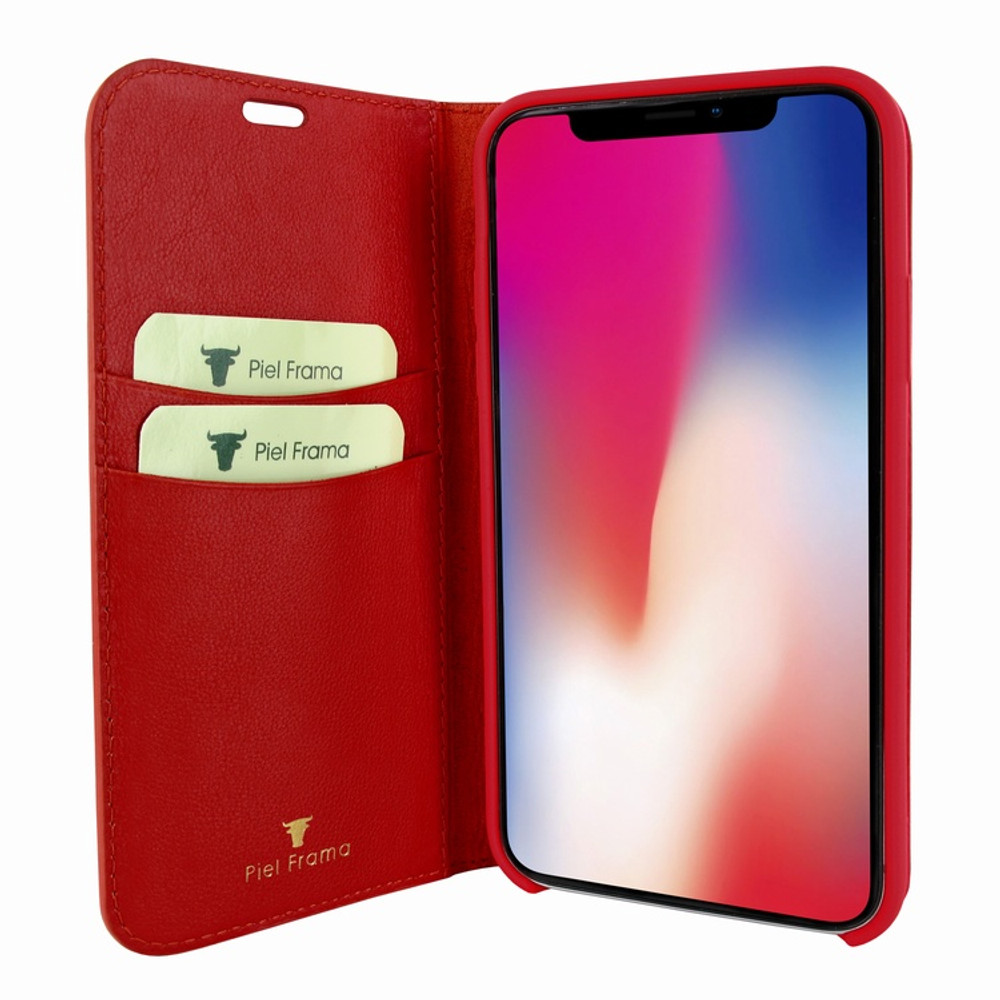 Piel Frama iPhone Xs Max FramaSlimCards Leather Case - Red Cowskin-Crocodile
