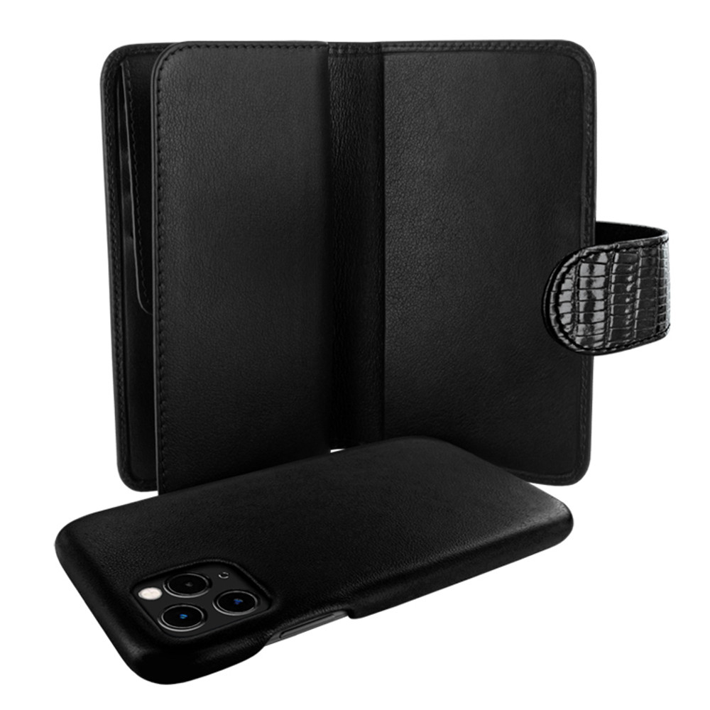 Piel Frama iPhone 11 Pro Max WalletMagnum Leather Case - Black Cowskin-Lizard