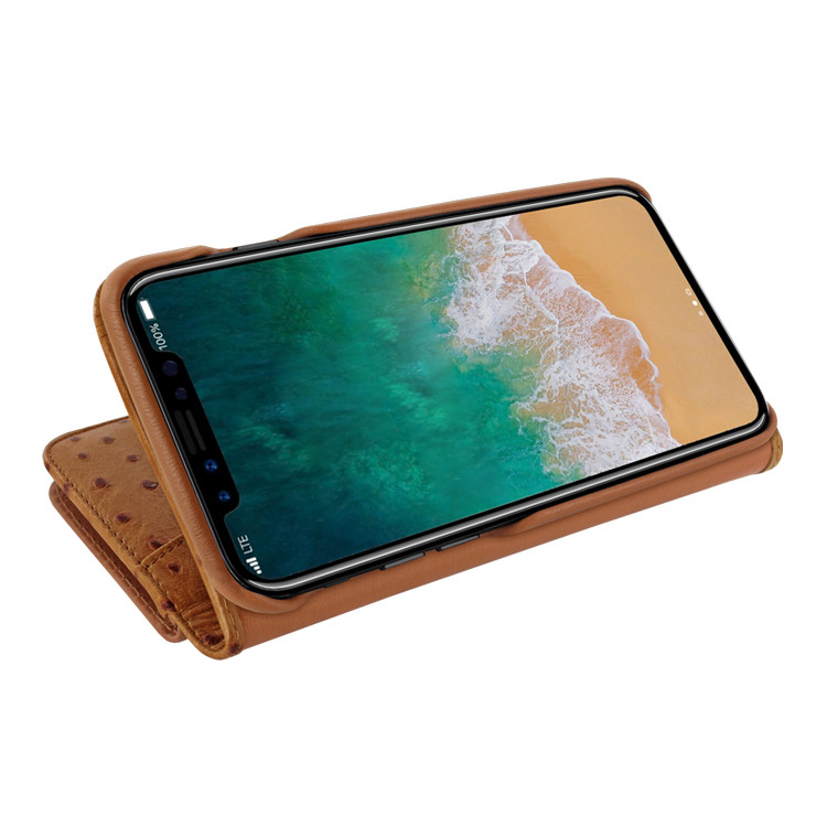 Piel Frama iPhone 11 Pro WalletMagnum Leather Case - Tan Cowskin-Ostrich