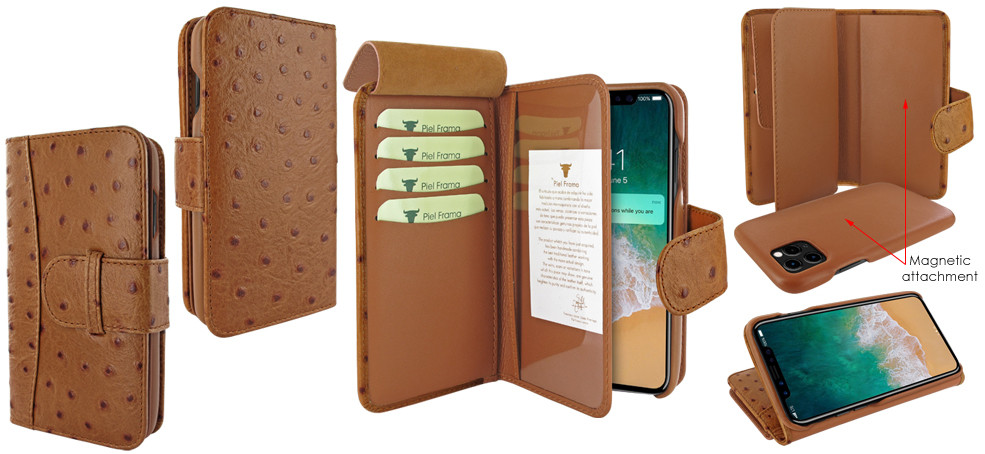 Piel Frama iPhone 11 Pro WalletMagnum Leather Case - Tan Cowskin-Ostrich
