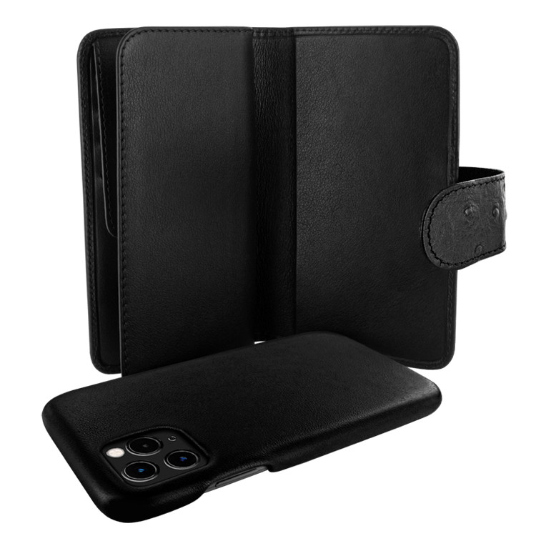 Piel Frama iPhone 11 Pro WalletMagnum Leather Case - Black Cowskin-Ostrich