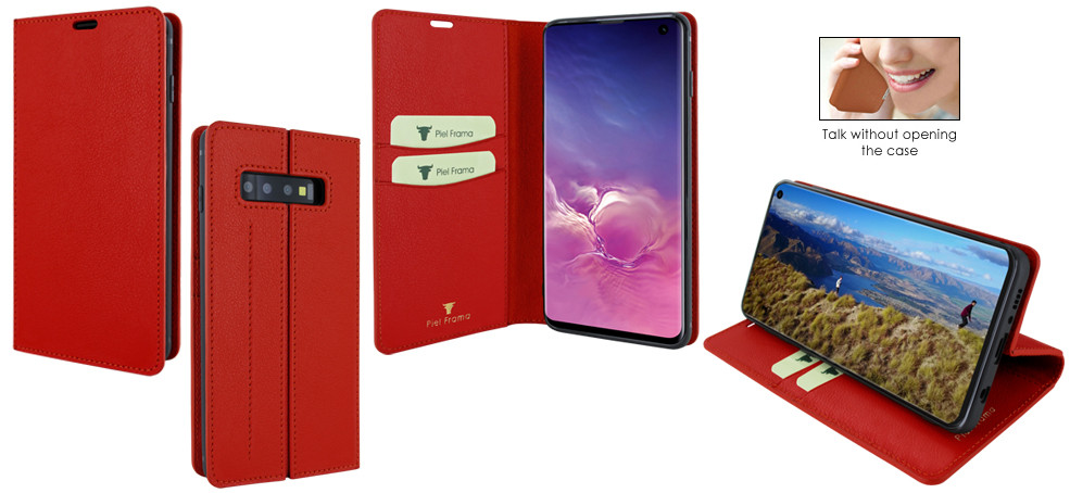 Piel Frama Samsung Galaxy S10 PLUS FramaSlimCards Leather Case - Red