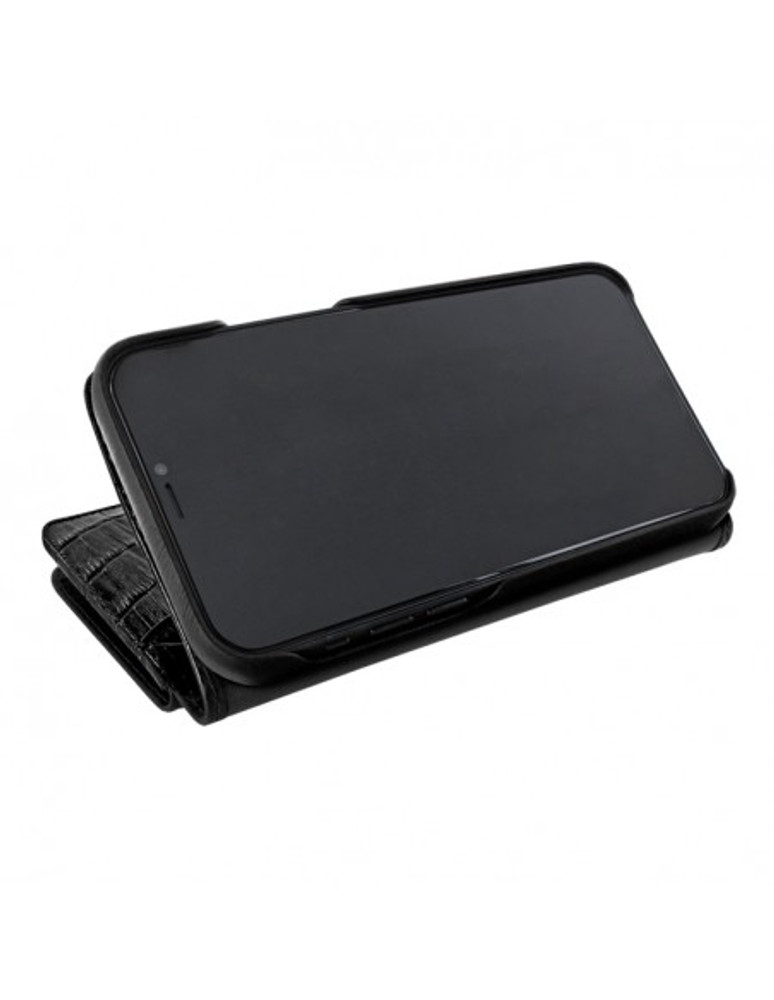 Piel Frama iPhone 13 Pro WalletMagnum Leather Case - Black Crocodile