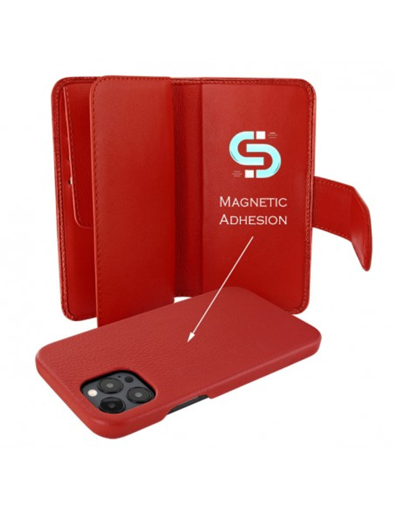Piel Frama iPhone 13 Pro WalletMagnum Leather Case - Red Crocodile