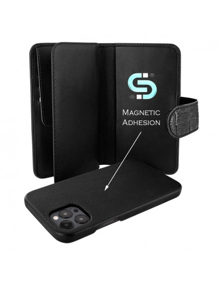 Piel Frama iPhone 13 Pro WalletMagnum Leather Case - Black Lizard