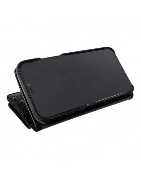 Piel Frama iPhone 13 Pro WalletMagnum Leather Case - Black Ostrich