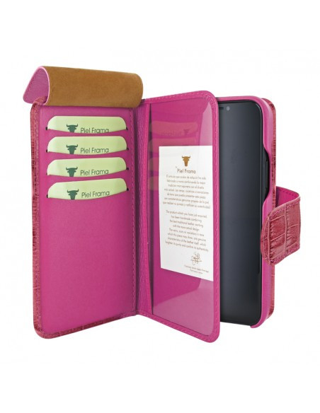 Piel Frama iPhone 12 | 12 Pro WalletMagnum Leather Case - Crocodile Pink