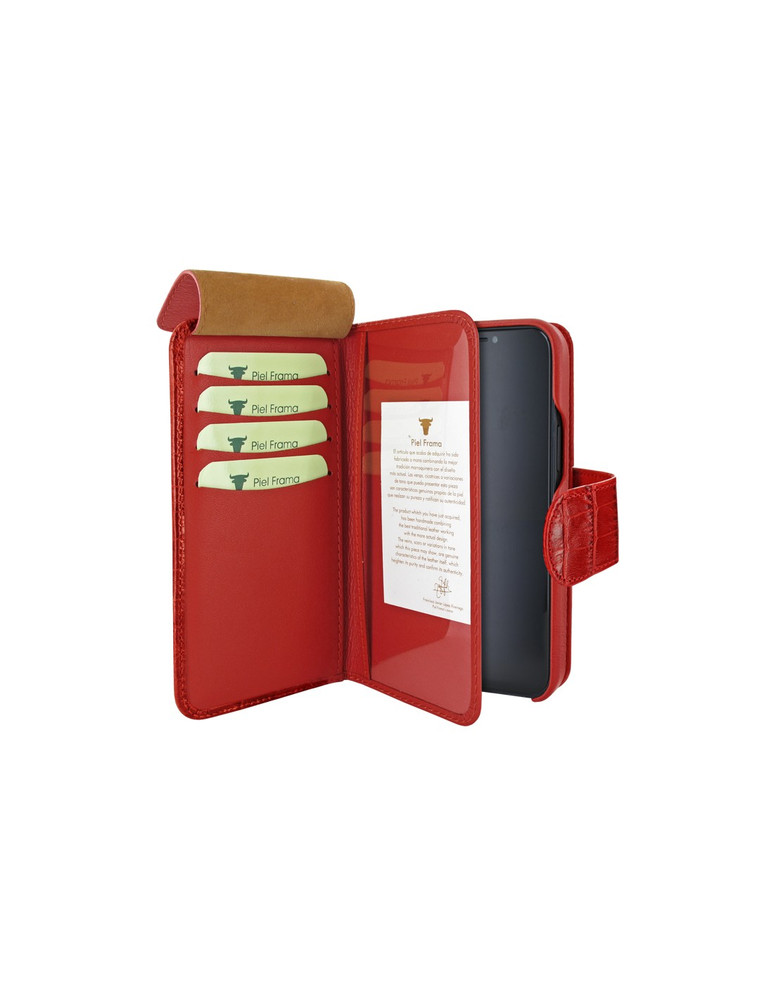 Piel Frama iPhone 12 Pro Max WalletMagnum Leather Case - Crocodile Red
