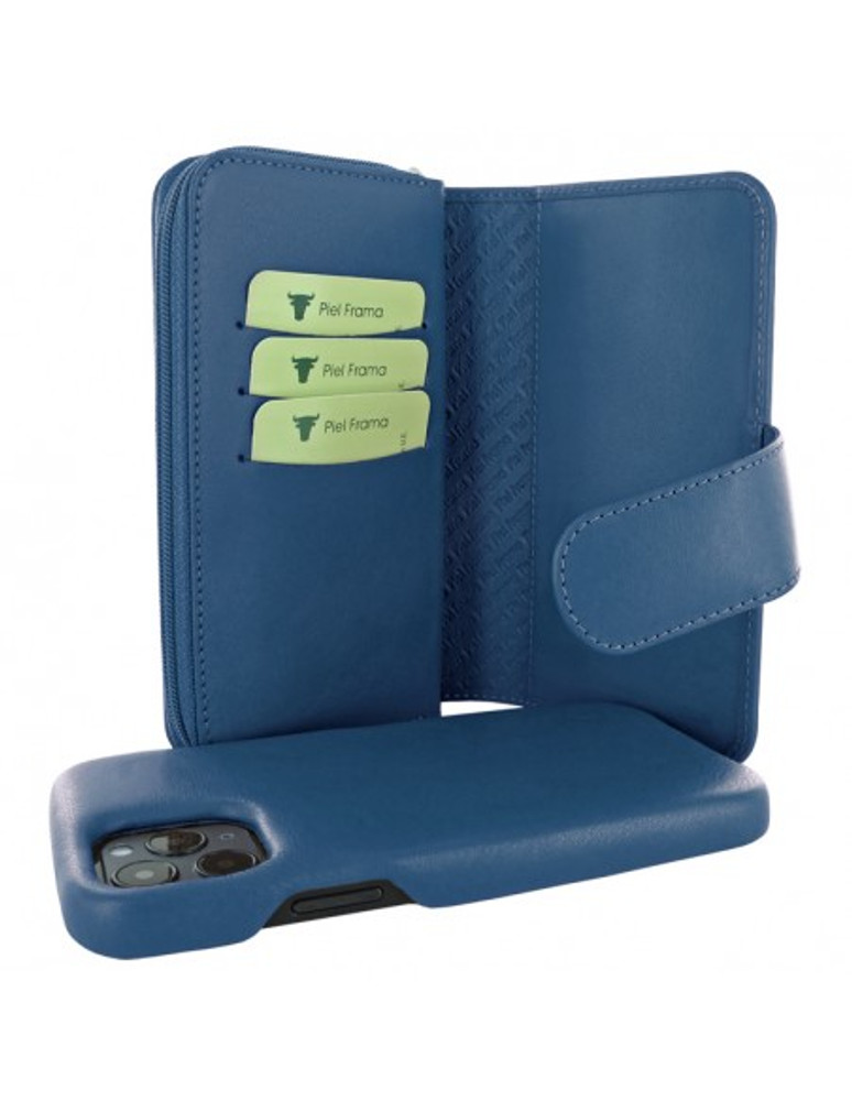 Piel Frama iPhone 12 | 12 Pro ZipperWallet Leather Case - Blue