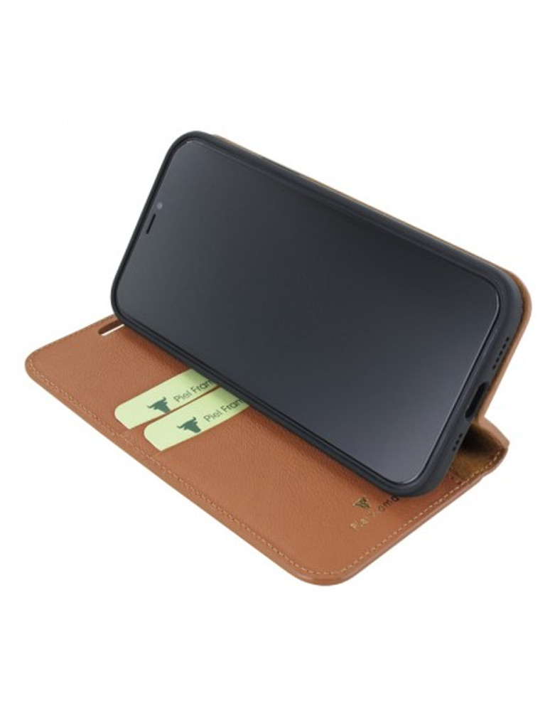 Piel Frama iPhone 13 FramaSlimCards Leather Case - Tan Cowskin-Ostrich