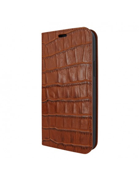 Piel Frama iPhone 13 mini FramaSlimCards Leather Case - Brown Cowskin-Crocodile