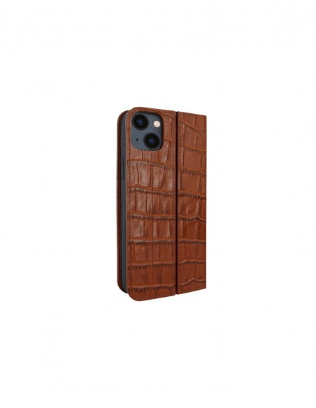 Piel Frama iPhone 13 mini FramaSlimCards Leather Case - Brown Cowskin-Crocodile